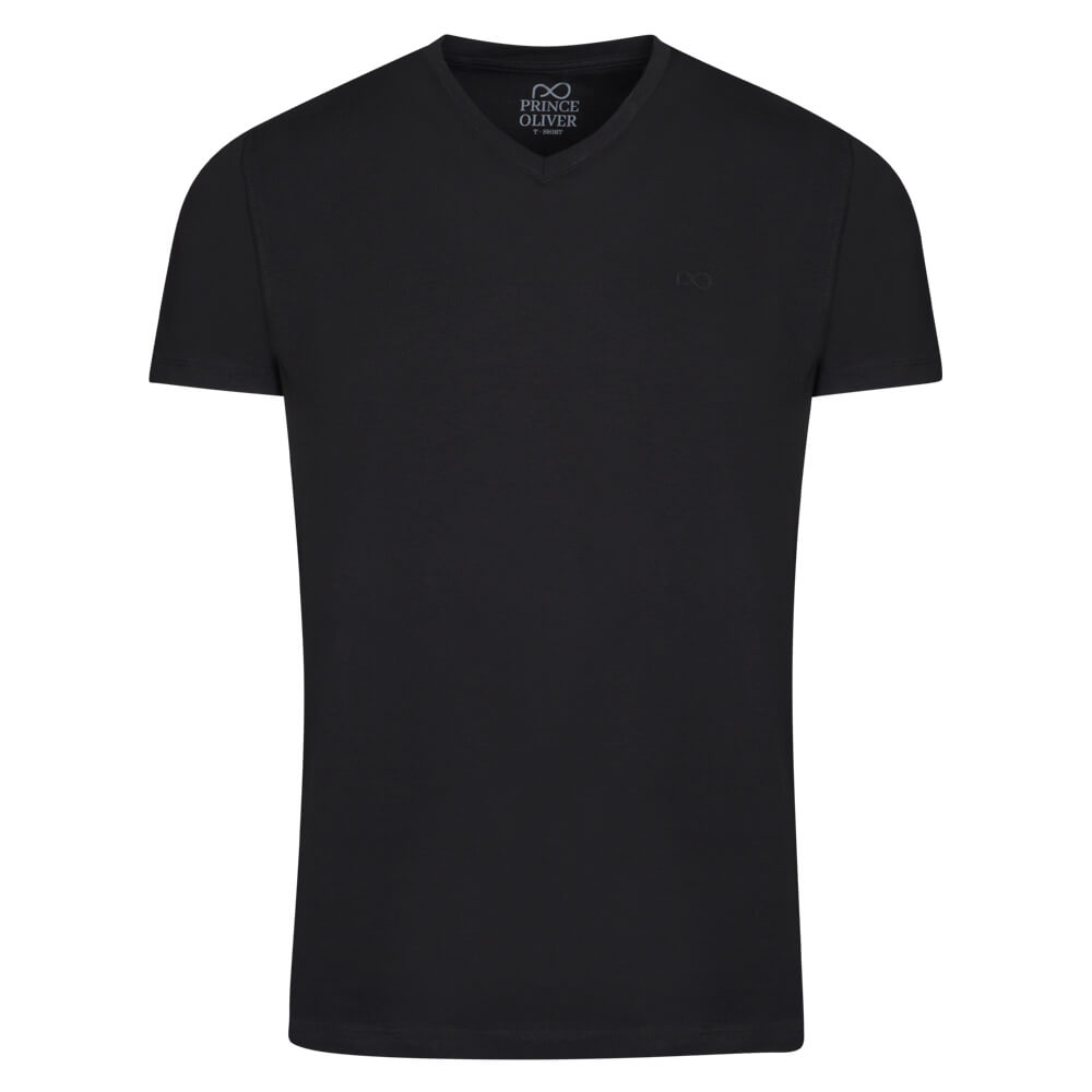 Men > Ένδυση > Ανδρικά T-Shirts Elegant Logo Τ-Shirt Μαύρο V Neck (Modern Fit)