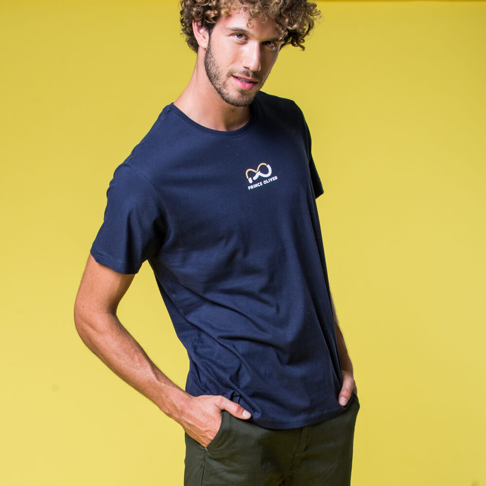 Men > Ένδυση > Ανδρικά T-Shirts T-Shirt Μπλε Round Neck 100% Cotton (Modern Fit)