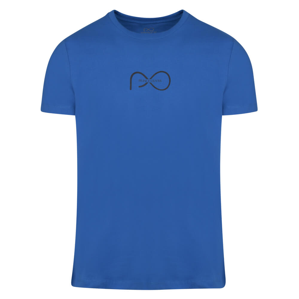 Men > Ένδυση > Ανδρικά T-Shirts Elegant Logo Τ-Shirt Μπλε Ρουά Round Neck (Italian Slim Fit)