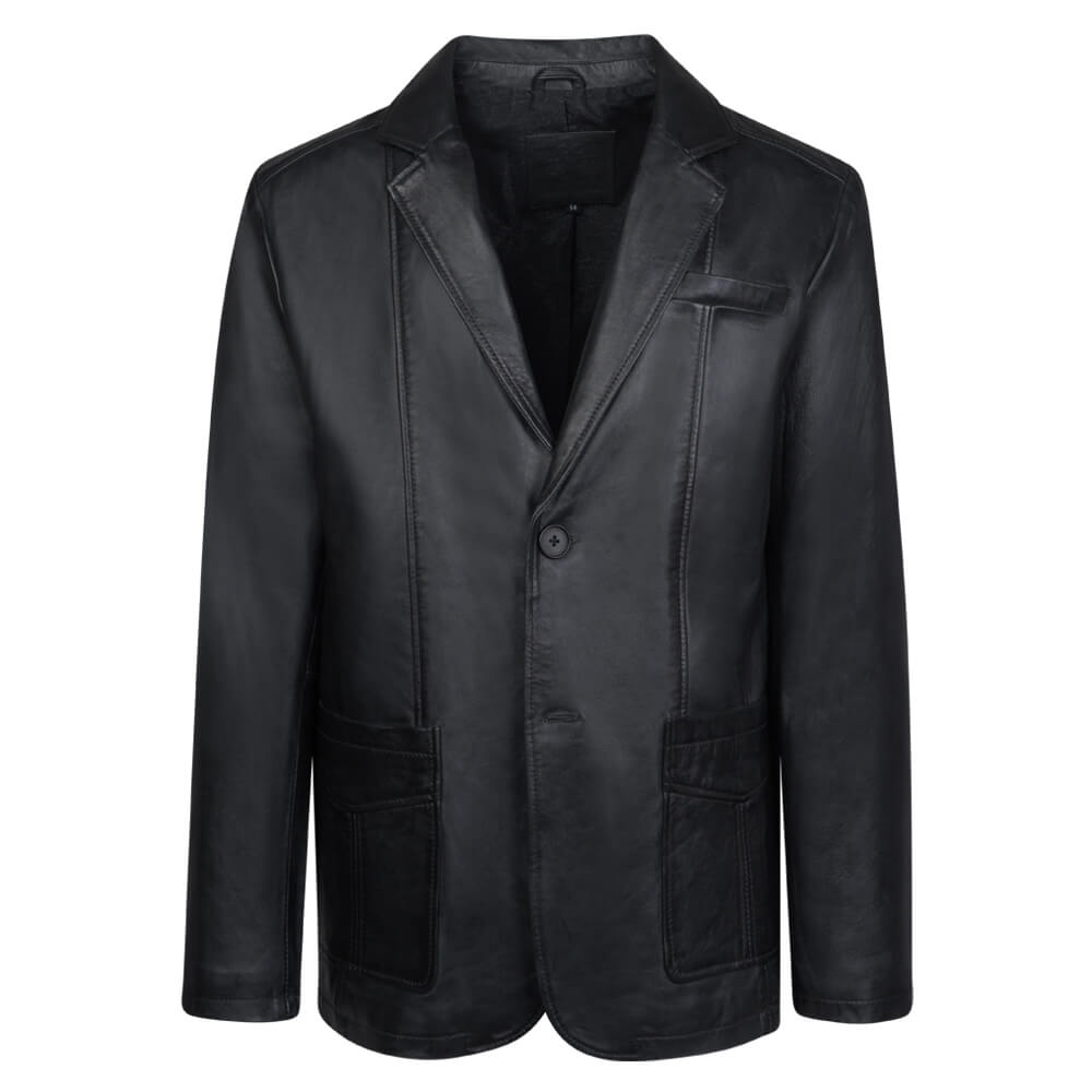 Men > Ένδυση > Ανδρικά Δερμάτινα Μπουφάν Prince Oliver Δερμάτινο Σακάκι Mαύρο 100% Leather (Modern Fit)