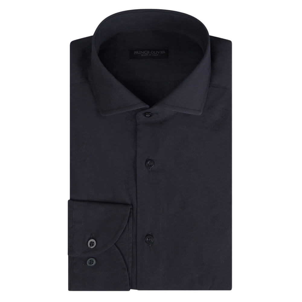 Men > Ένδυση > Ανδρικά Πουκάμισα Superior Πουκάμισο Μαύρο Με Μικροσχέδιο 100% Fine Cotton (Modern Fit) New Arrival