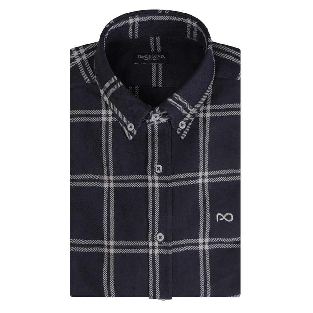 Prince Oliver Custom Fit Plaid Πουκάμισο Μαύρο (Modern Fit) New Arrival
