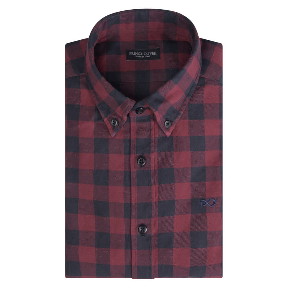 Men > Ένδυση > Ανδρικά Πουκάμισα Custom Fit Plaid Πουκάμισο Μπορντώ (Modern Fit) New Arrival