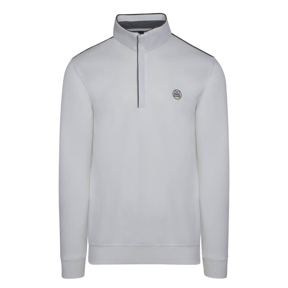 Men > Ένδυση > Ανδρικές Μπλούζες και Πουλόβερ Premium Half Zip Μπλούζα Λευκή (Modern Fit) New Arrival