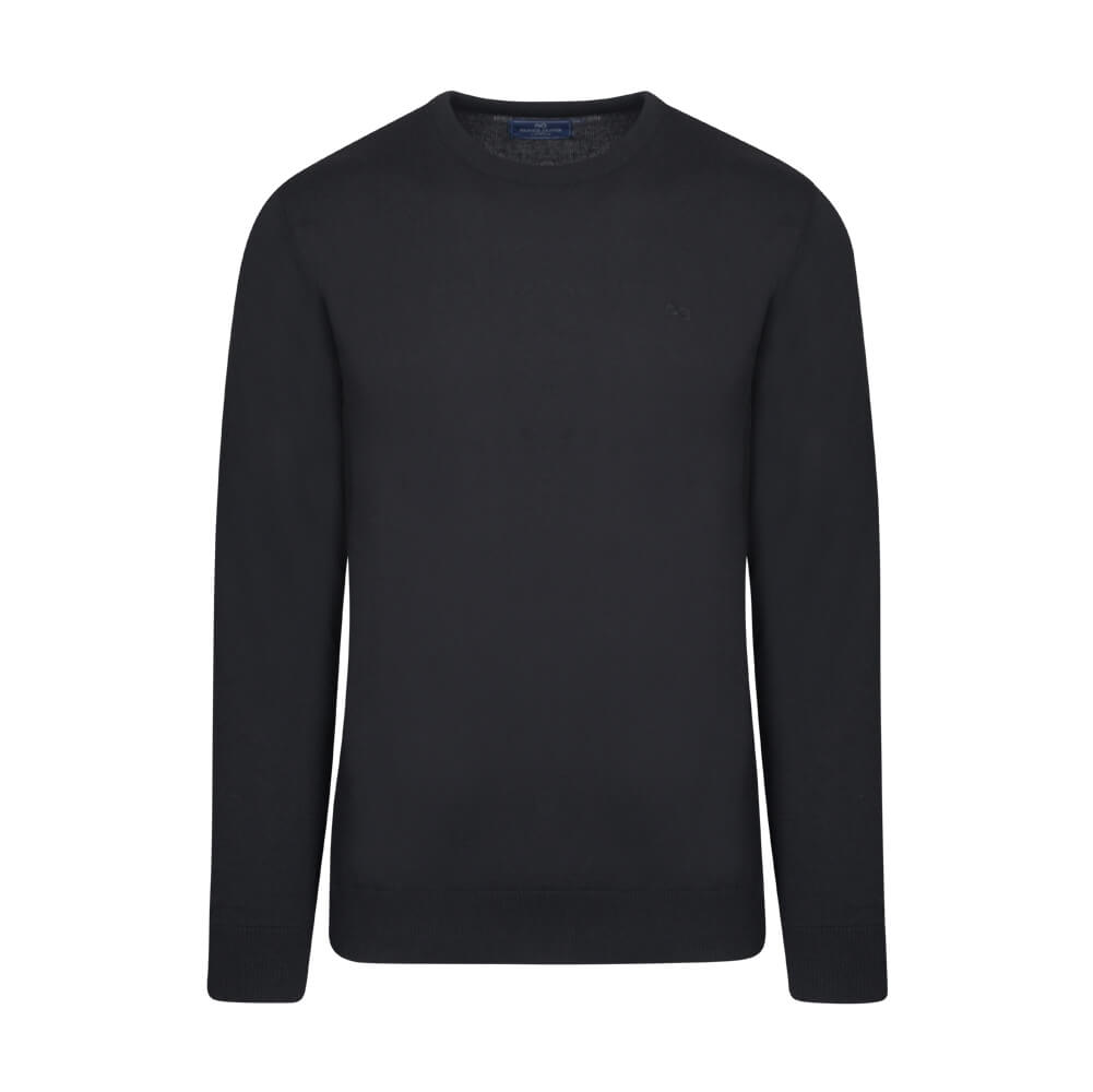 Men > Ένδυση > Ανδρικές Μπλούζες και Πουλόβερ Logo-Embroidered Πλεκτή Μπλούζα Μαύρη in Cotton (Modern Fit) New Arrival