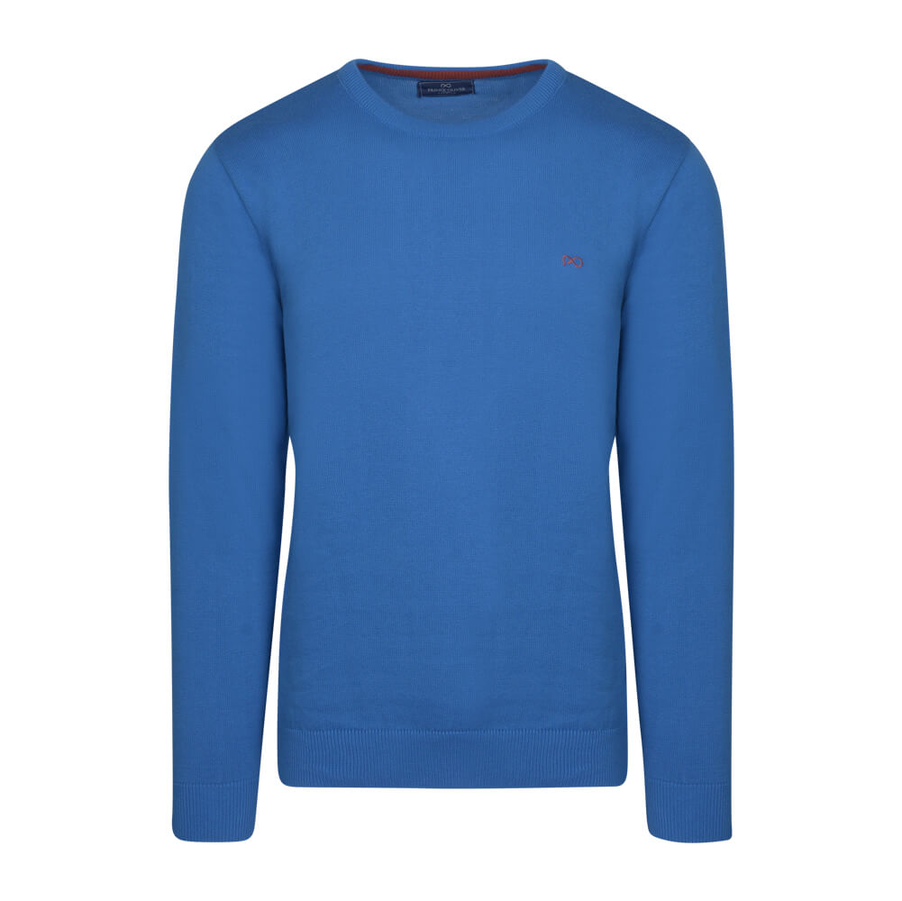 Men > Ένδυση > Ανδρικές Μπλούζες και Πουλόβερ Logo-Embroidered Πλεκτή Μπλούζα Γαλάζια in Cotton (Modern Fit) New Arrival
