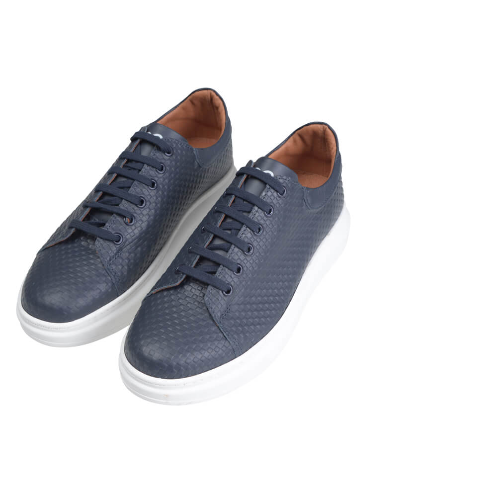Low-Top Δερμάτινα Sneakers Μπλε Σκούρο New Arrival φωτογραφία