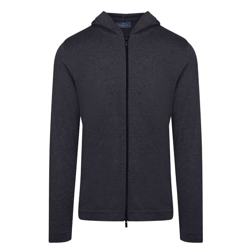 Men > Ένδυση > Ανδρικές Ζακέτες Full Zip Ζακέτα in Cotton Μαύρη με Κουκούλα (Modern Fit) New Arrival