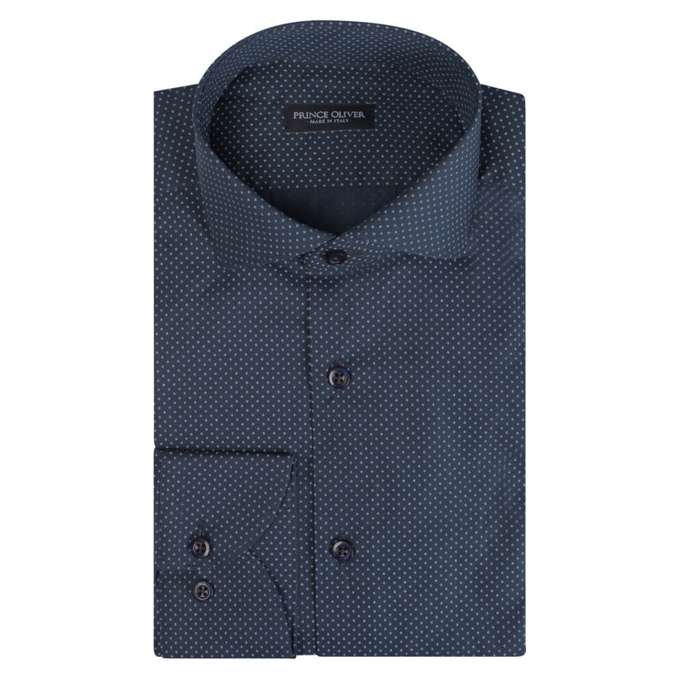 Men > Ένδυση > Ανδρικά Πουκάμισα Superior Πουκάμισο Με Μικροσχέδιο Μπλε Σκούρο 100% Fine Cotton (Modern Fit)