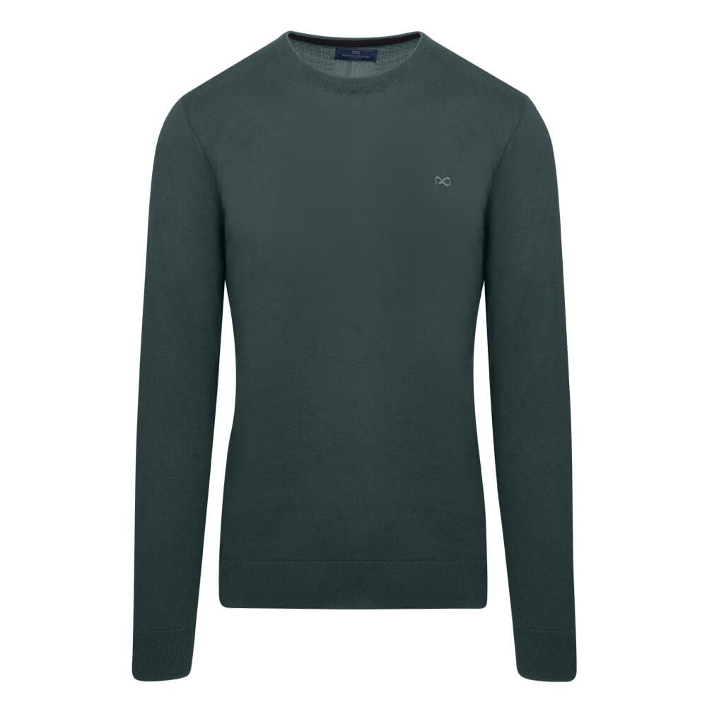 Men > Ένδυση > Ανδρικές Μπλούζες και Πουλόβερ Logo-Embroidered Πλεκτή Μπλούζα Πράσινη in Cotton (Modern Fit)