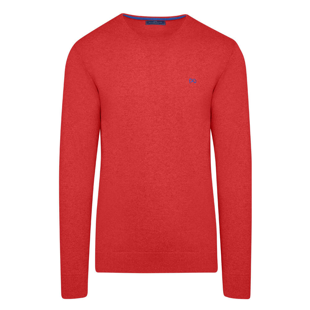 Men > Ένδυση > Ανδρικές Μπλούζες και Πουλόβερ Logo-Embroidered Πλεκτή Μπλούζα Κόκκινη in Cotton (Modern Fit) New Arrival