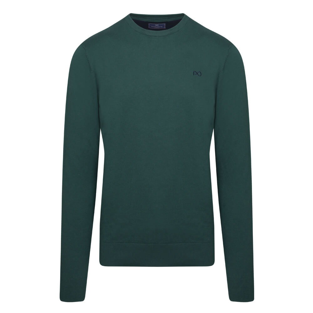 Men > Ένδυση > Ανδρικές Μπλούζες και Πουλόβερ Logo-Embroidered Πουλόβερ Πράσινο Round Neck (Comfort Fit)