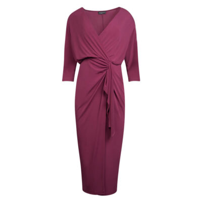 Prince Oliver Fuchsia Jersey Wrap Midi Dress