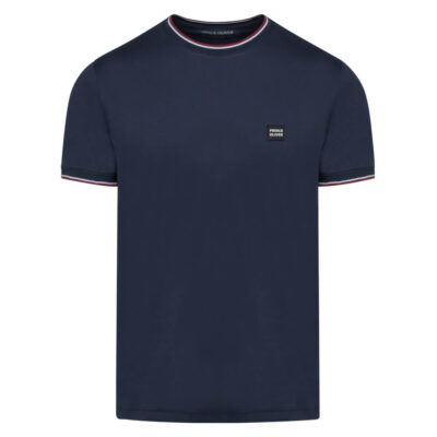 Premium T-Shirt Blue in Cotton with Stripe Details (Modern Fit)