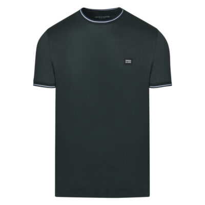 Premium T-Shirt Green in Cotton with Stripe Details (Modern Fit)