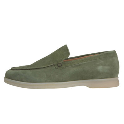 Leather Suede Loafers Green