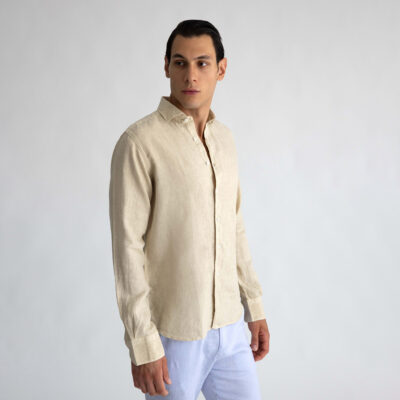 Premium Beige Shirt 100% Super Fine Linen (Modern Fit