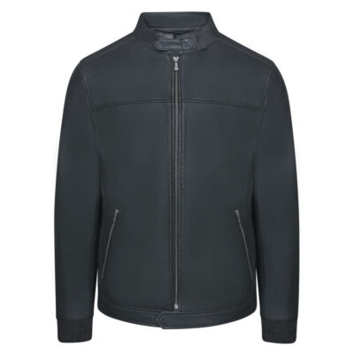 Prince Oliver Racer Jacket Gray in Sheep Nappa Leather (Modern Fit)