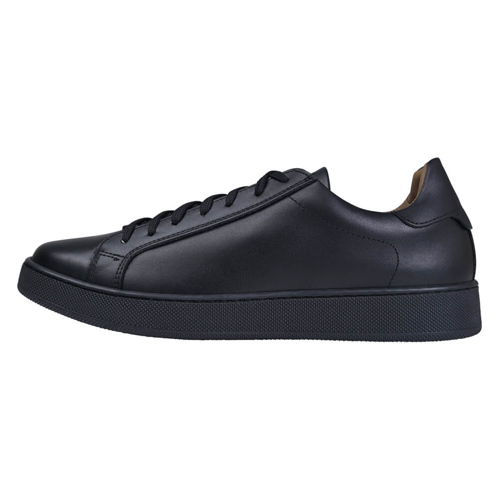Low Top Leather Sneakers Black Prince Oliver
