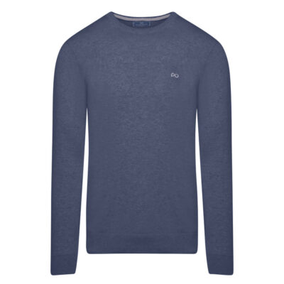 Logo-Embroidered Knitted Blouse Blue (Modern Fit)