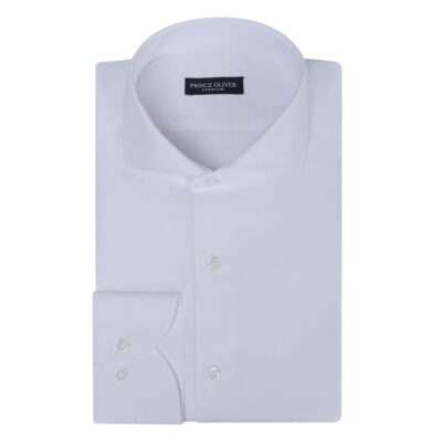 Superior White Shirt with Small Design in Cotton (Modern Fit)
