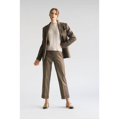 Prince Oliver Women's Brown Plaid Fabric Pants