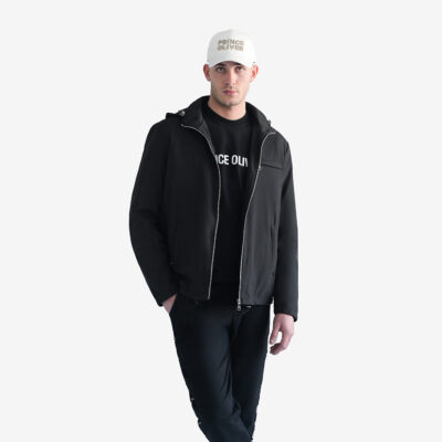 Prince Oliver Lightweight Jacket Black & Detachable Hood (Modern Fit)