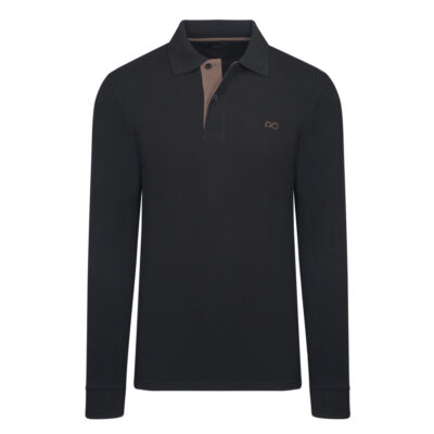 Prince Oliver Polo Double Pique Two Tone Black in Cotton (Regular Fit)