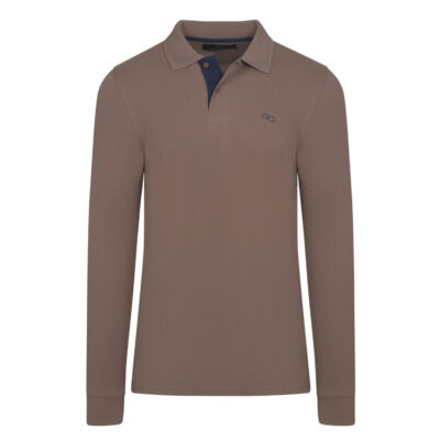 Prince Oliver Polo Double Pique Two Tone Brown in Cotton (Regular Fit)