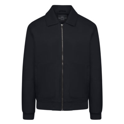Prince Oliver Aviator Jacket Eco Leather Black with Detachable Collar (Modern Fit)