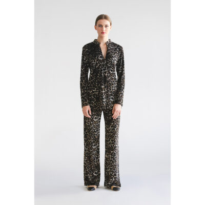 Women's Blouse Velvet Leopard