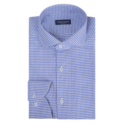 Shirt Blue in Checked Cotton (Modern Fit)