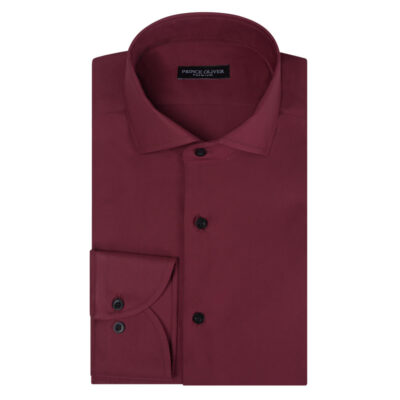 Prince Oliver Bordeaux Shirt in Cotton (Modern Fit)