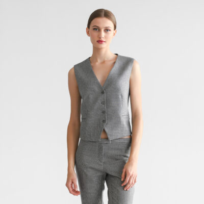Women's Cropped Vest Gray Check