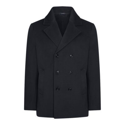 Double Breasted Half Coat Black Modern Fit