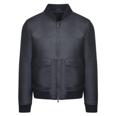 Bomber Jacket Μαύρο σε Sheep Nappa Leather Modern Fit