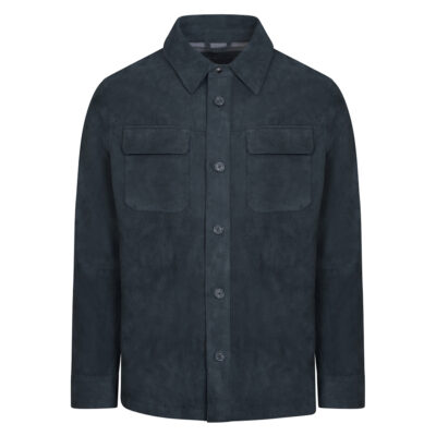Overshirt Jacket Gray in Goat Suede Leather Modern Fit