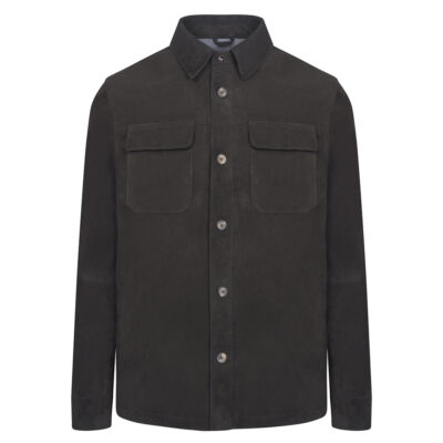 Overshirt Jacket Brown in Goat Suede Leather Modern Fit