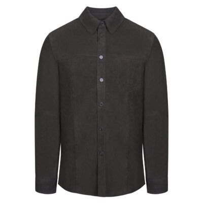 Overshirt Jacket Brown in Goat Suede Leather Modern Fit