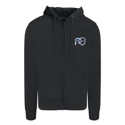 Zip up Hoodie Black with Logo Print Modern Fit