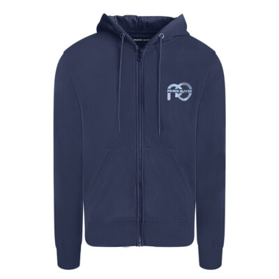 Zip up Hoodie Blue with Logo Print Modern Fit
