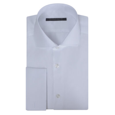 White Tuxedo Shirt for Cufflinks in Cotton (Modern Fit)