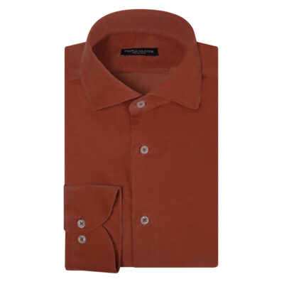 Orange Corduroy Shirt in Cotton (Modern Fit)