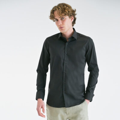 Black Shirt in Cotton Modern Fit