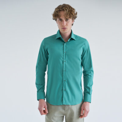 Green Shirt in Cotton Modern Fit