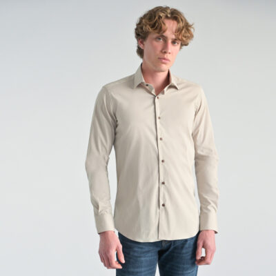 Beige Shirt in Cotton Modern Fit