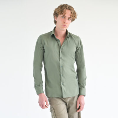 Khaki Shirt in Cotton Modern Fit