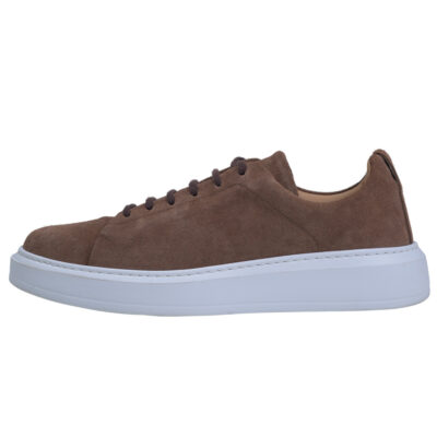 Triple Stitch Suede Leather Sneakers Brown