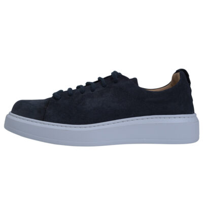 Triple Stitch Suede Leather Sneakers Dark Blue
