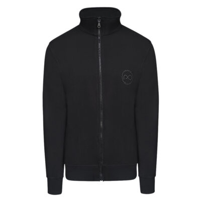 Zip up Black Jacket with Logo Print Modern Fit